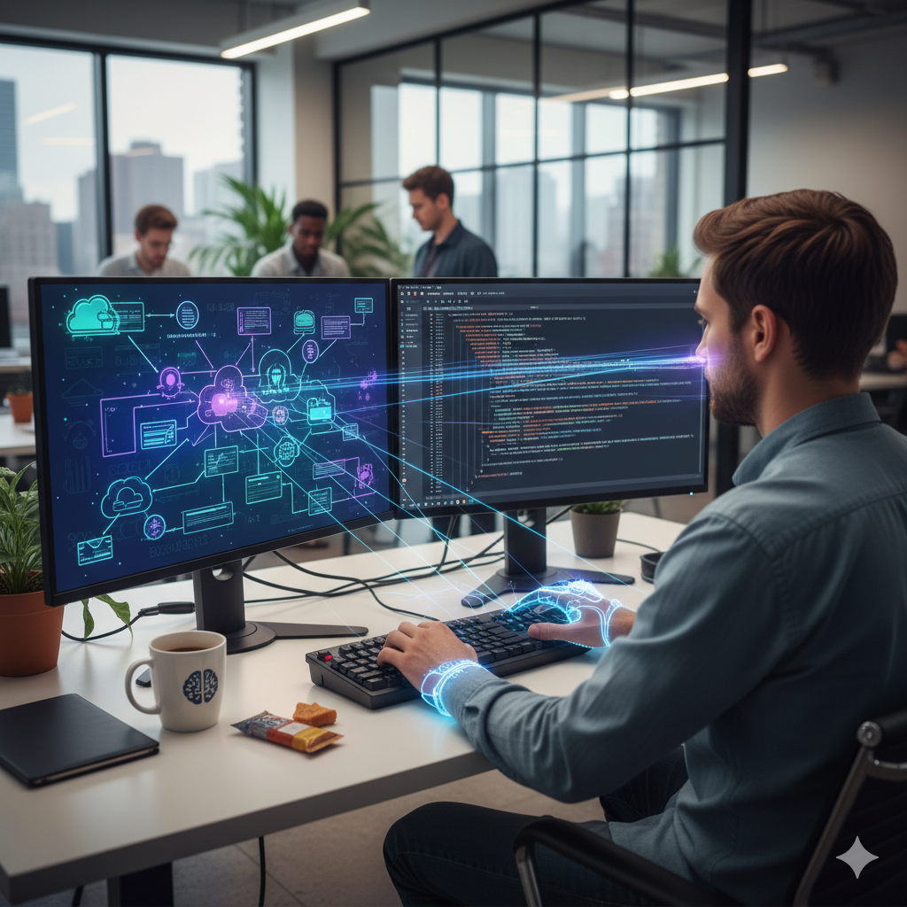 Developer translating ideas to code